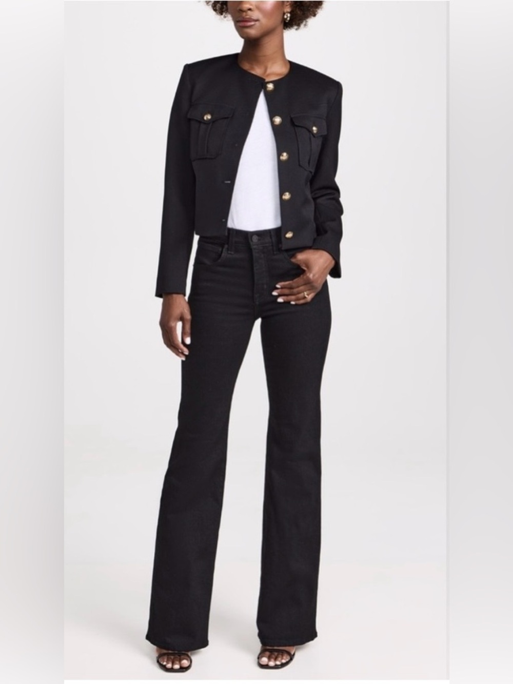 Like New Nili Lotan Black Celine Mid-High Rise Flare Jeans